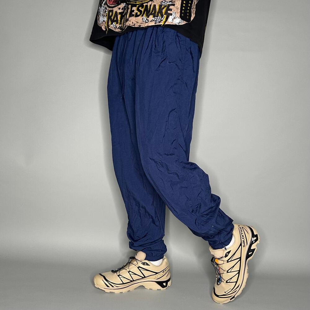 Vintage 90s Nike Track Pants Mens XL Navy Blue Joggers Subtle Swoosh Zippers